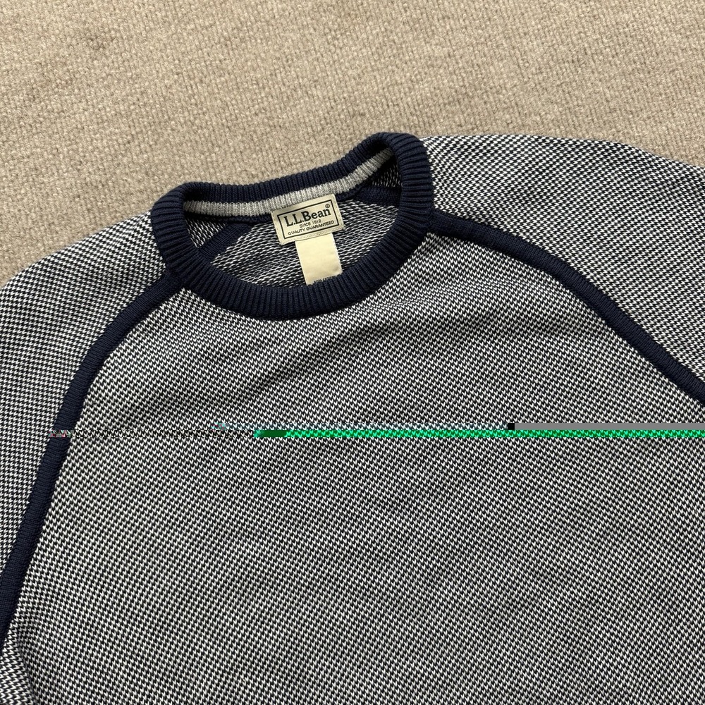LL Bean Sweater Mens M Crew Neck Raglan Knit Pullover Long Sleeve Casual Blue